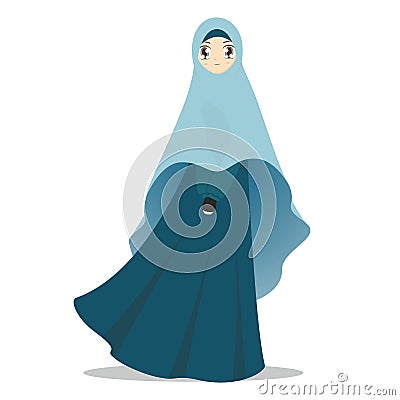 Muslim women cartoon illustration. Vector Illustration