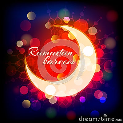 Muslimred crescent on abstract background Vector Illustration