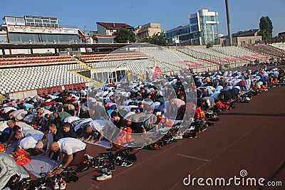 Muslims celebrating Eid al-Fitr Editorial Stock Photo