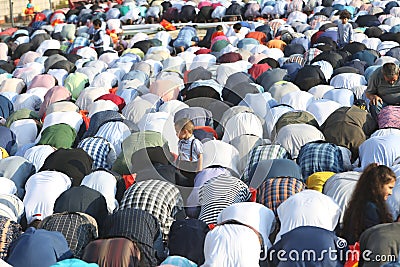 Muslims celebrating Eid al-Fitr Editorial Stock Photo