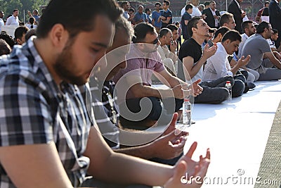 Muslims celebrating Eid al-Fitr Editorial Stock Photo