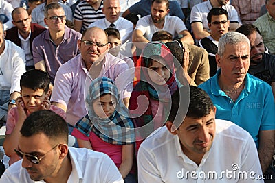 Muslims celebrating Eid al-Fitr Editorial Stock Photo