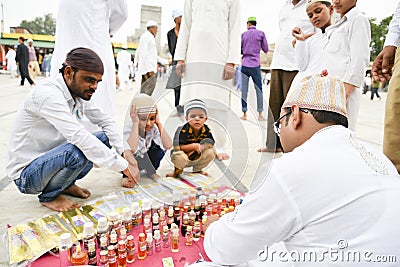 Muslims celebrating Eid al-Fitr which marks the end of the month of Ramadan Editorial Stock Photo