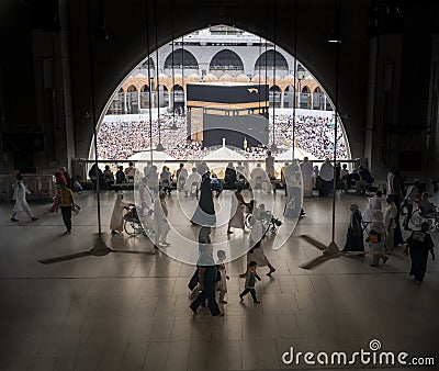 Muslims gathered in Mecca of the world`s different countries Editorial Stock Photo