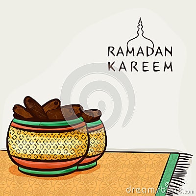 Muslims holy month Ramadan Kareem celebration with sweet dates. Stock Photo