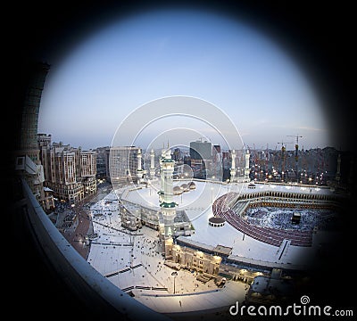 Muslims Prayer Around AlKaaba in Mecca, Aerial View Editorial Stock Photo