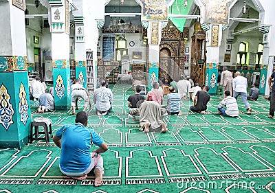 muslims praying at mosque. Cairo Editorial Stock Photo