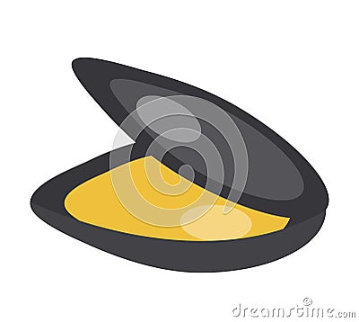 Mussel icon logo element. Flat style, isolated on white background. Vector illustration, clip art. Vector Illustration