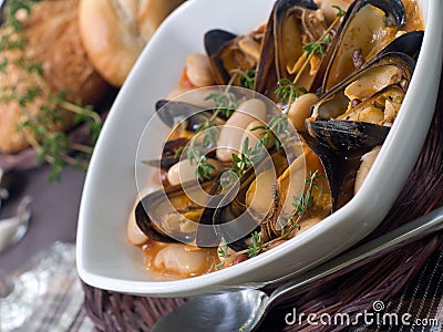 Mussel soup Stock Photo