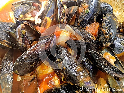 Mussel soup, seafood Stock Photo