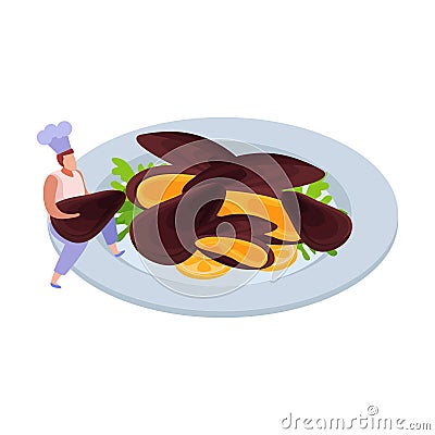 Mussels Dish Icon Vector Illustration