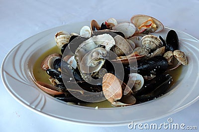 Mussels oyster, fresh, dish, plate Stock Photo
