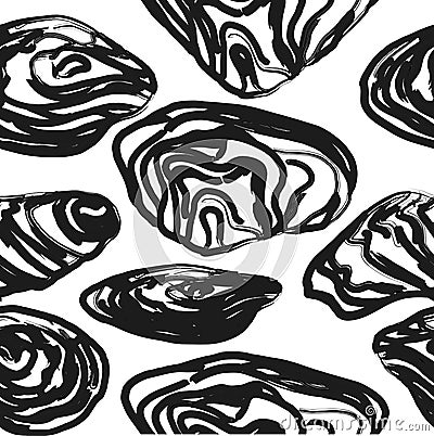 Mussels , stylized ink and ink Vector Illustration