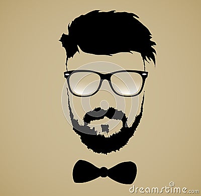 Mustache beard glasses hairstyle Vector Illustration