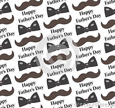 Mustache, Bow tie seamless patterns. Father s Day holiday concept repeating texture, endless background. Vector Vector Illustration