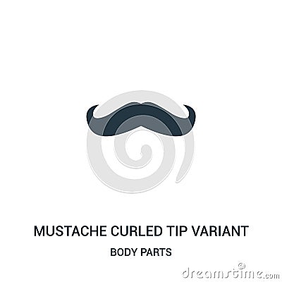 mustache curled tip variant icon vector from body parts collection. Thin line mustache curled tip variant outline icon vector Vector Illustration