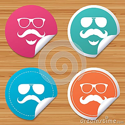 Mustache and Glasses icons. Hipster symbols. Vector Illustration