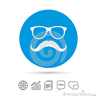 Mustache and Glasses sign icon. Hipster symbol. Vector Illustration