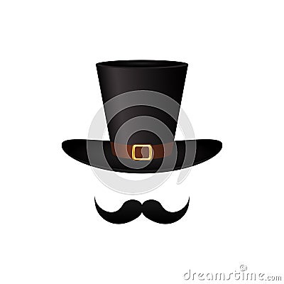 Mustache and hat cylinder. Vector Illustration