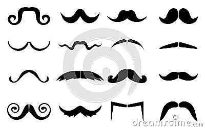 Mustache Icons Set Vector Illustration