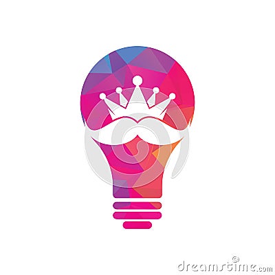 Mustache king bulb shape concept vector logo design. Vector Illustration