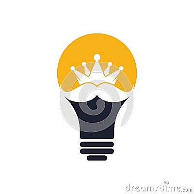 Mustache king bulb shape concept vector logo design. Vector Illustration