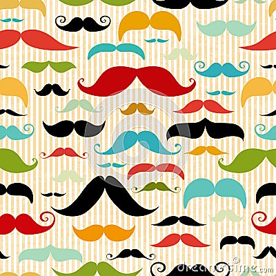 Mustache seamless pattern in vintage style Vector Illustration