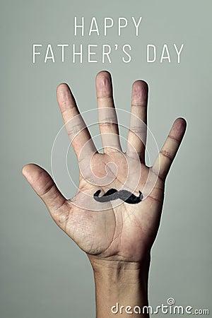 Mustache and text happy fathers day Stock Photo