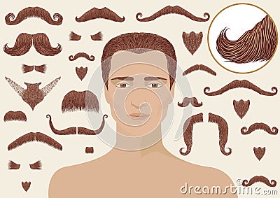 Mustaches and beards for man Vector Illustration