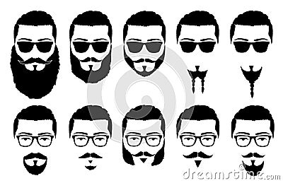 Mustaches and beards Vector Illustration