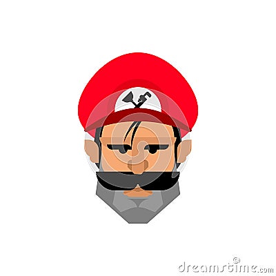 Mustachioed plumber face isolated. Vector illustration Vector Illustration