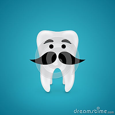 Mustachioed wisdom tooth Vector Illustration