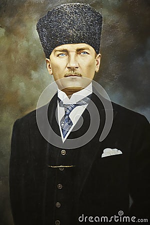 Mustafa Kemal Ataturk portrait. Oil on canvas. Turkish leader Editorial Stock Photo