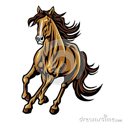 Mustang Horse Running Vector Mascot Logo Illustration Vector Illustration