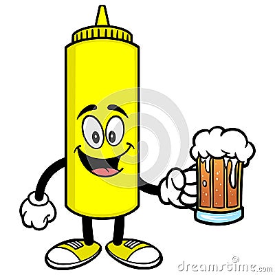 Mustard with a Beer Vector Illustration