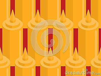 Mustard bottle fastfood seamless pattern. Fast food seasoning Vector Illustration