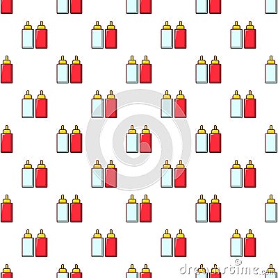 Mustard ketchup bottle pattern seamless Vector Illustration