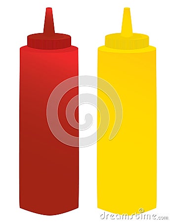 Mustard and ketchup containers Vector Illustration