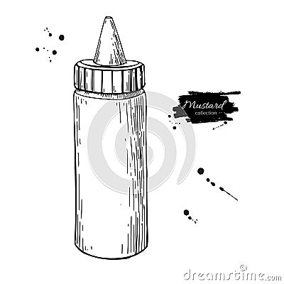 Mustard, ketchup or mayonnaise sauce bottle. Vector drawing. Foo Vector Illustration