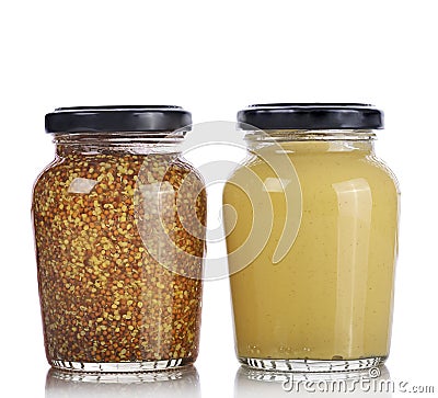 Mustard Sauce and Whole Grain Mustard Stock Photo