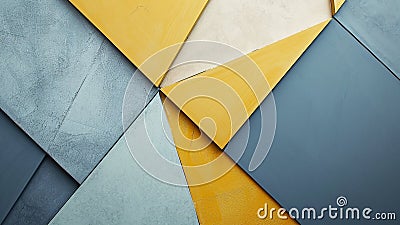 Mustard Yellow and Slate Blue Geometric Harmony Composition Stock Photo