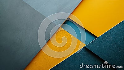 Mustard Yellow and Slate Blue Geometric Harmony Composition Stock Photo