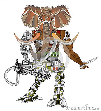 Mutant semi robot mammoth android toy Vector Illustration