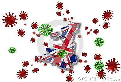 Mutation covid-19 coronavirus england great britain - 3d rendering Stock Photo