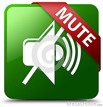 Mute green square button Stock Photo