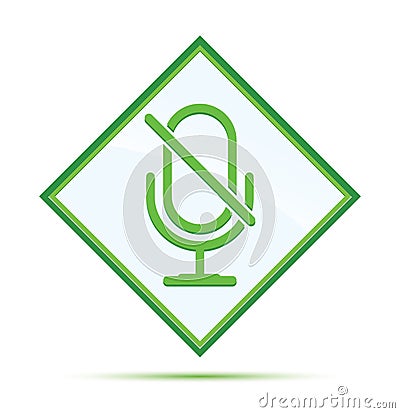 Mute microphone icon modern abstract green diamond button Stock Photo