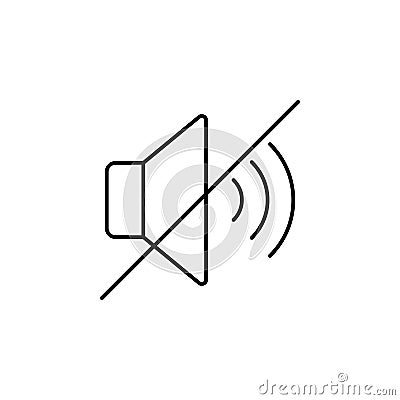 Mute no sound outline icon. Signs and symbols can be used for web, logo, mobile app, UI, UX Vector Illustration