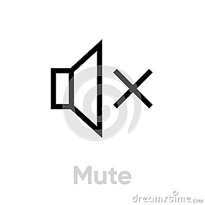 Mute sound music icon. Editable line vector. Vector Illustration