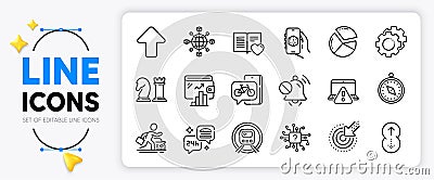 Mute sound, Travel compass and Pie chart line icons. For web app. Vector Vector Illustration