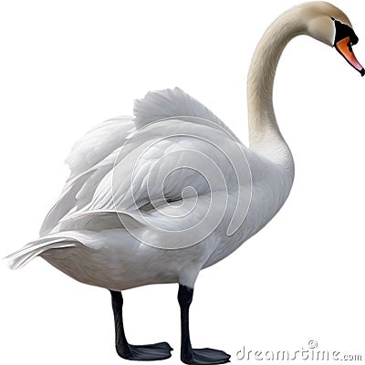 Mute Swan, Close-up colored-pencil sketch of a Mute Swan, Cygnus olor. AI-Generated. Stock Photo